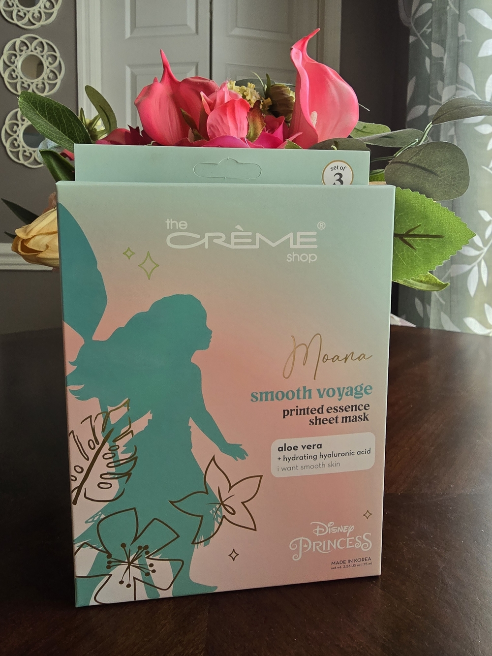 The Crème Shop Moana Smooth Voyage Aloe Vera Sheet Mask - Pink/Teal
